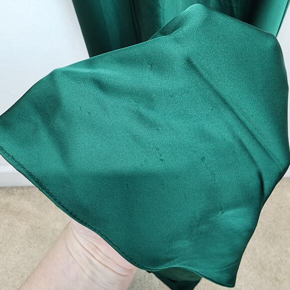 Mac Duggal Satin Maxi Dress Formal Prom Gown Size 8 Emerald Green One Shoulder - Picture 9 of 16